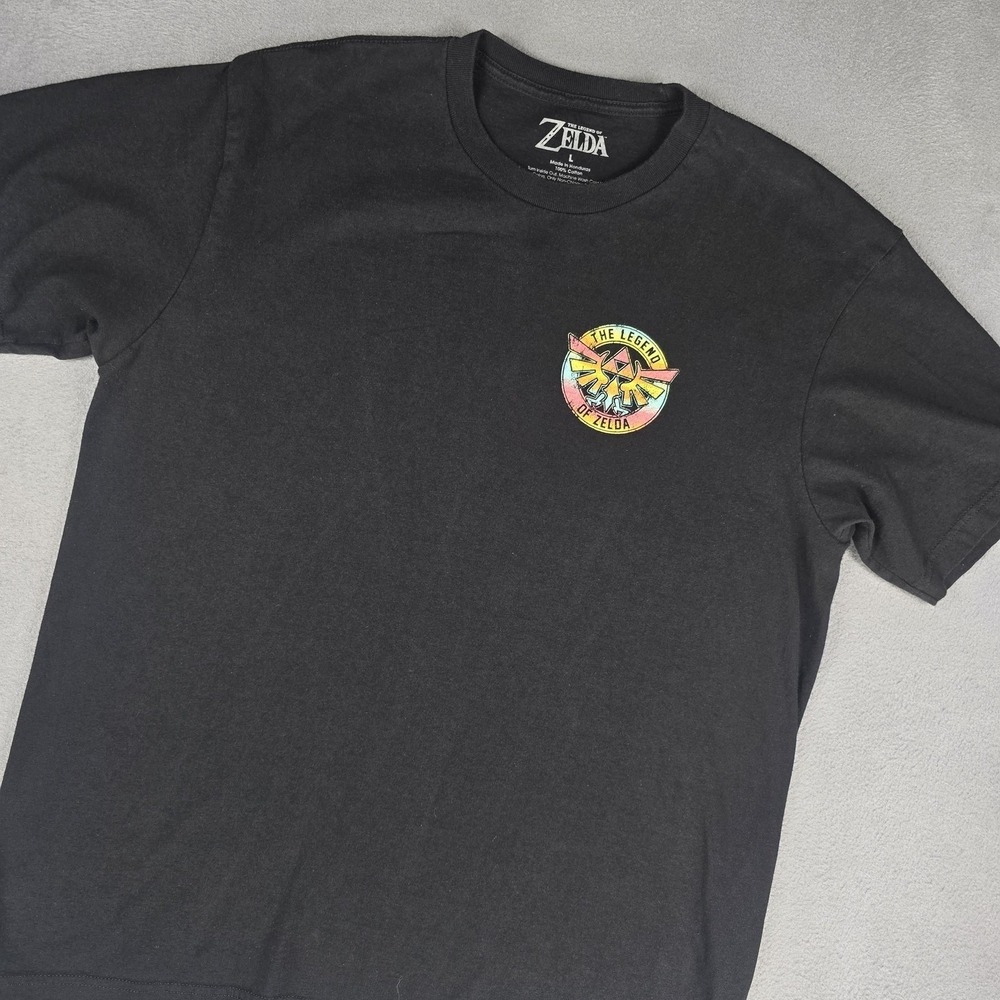 The Legend Of Zelda Shirt Mens Large Black Hylian Crest Triforce Graphic Tee